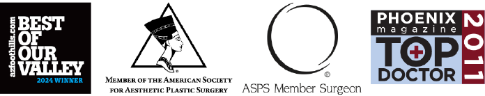 AZFoothills Best Of Our Valley 2024 Winner, Member of the American Society for Aesthetic Plastic Surgery, ASPS Member Surgeon, Phoenix Magazine Top Doctor 2011
